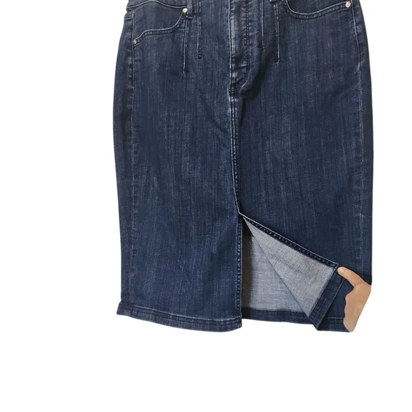 Black And White Classic Blue Denim Split Skirt Sz 12 - Picture 2 of 11